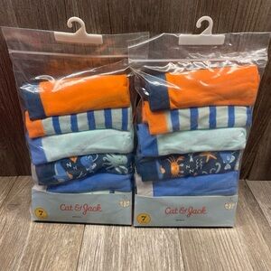 (2) Cat & Jack Boxer Briefs Underwear 7 Pack L 12/14 Shark Pattern NEW Sealed